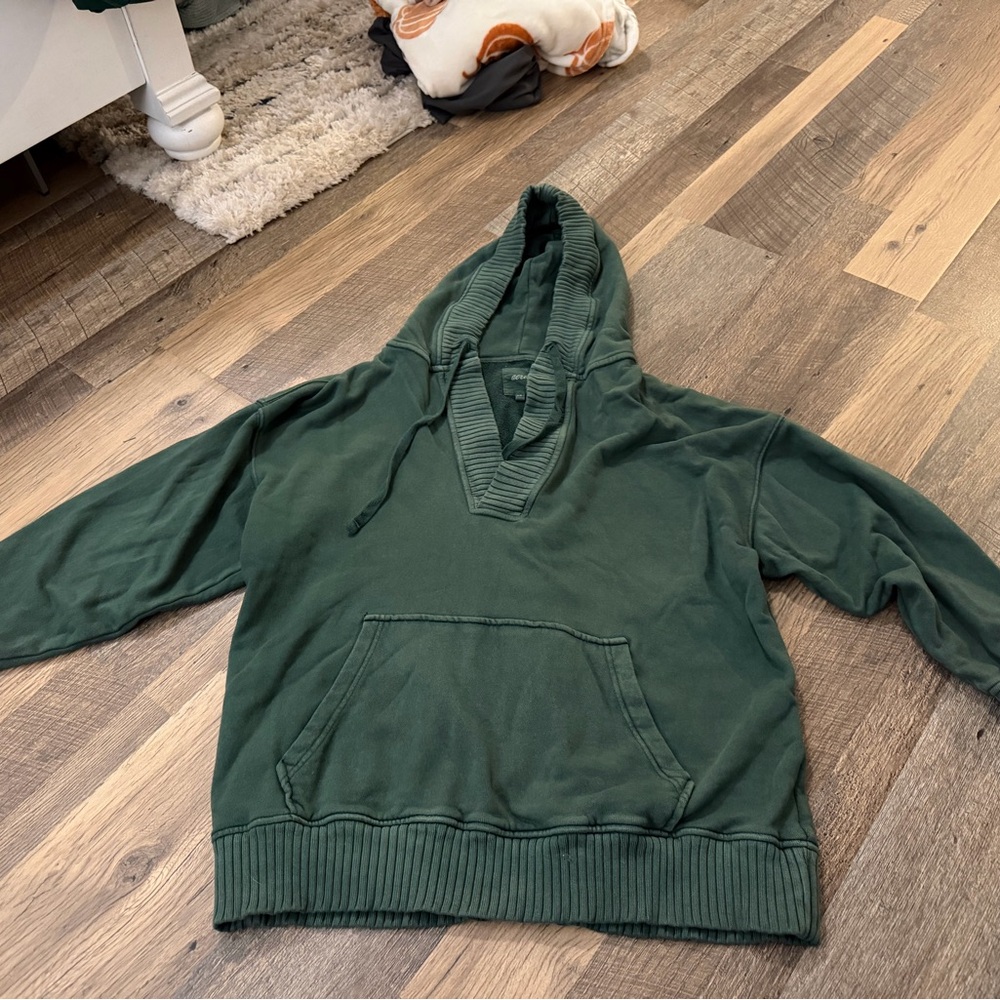 Aerie Down-To-Earth Henley Hoodie Green Size L